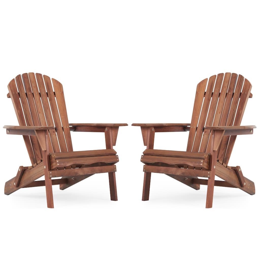 Wooden Outdoor Folding Adirondack Chair Set of 2 Wood Lounge Patio Chair for Garden,Garden, Lawn, Backyard, Deck, Pool Side
