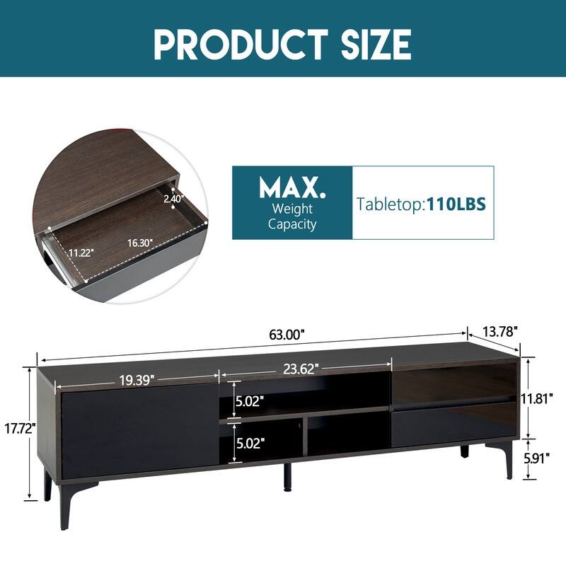 Modern TV Stand For TVs up to 65 Inches,TV Console with LED Remote Control Lights
