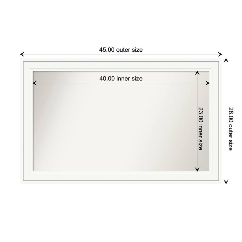 Craftsman White Framed Non-Beveled Custom Wall Mirror, Bathroom Vanity Mirror - Outer Size: 45 x 28