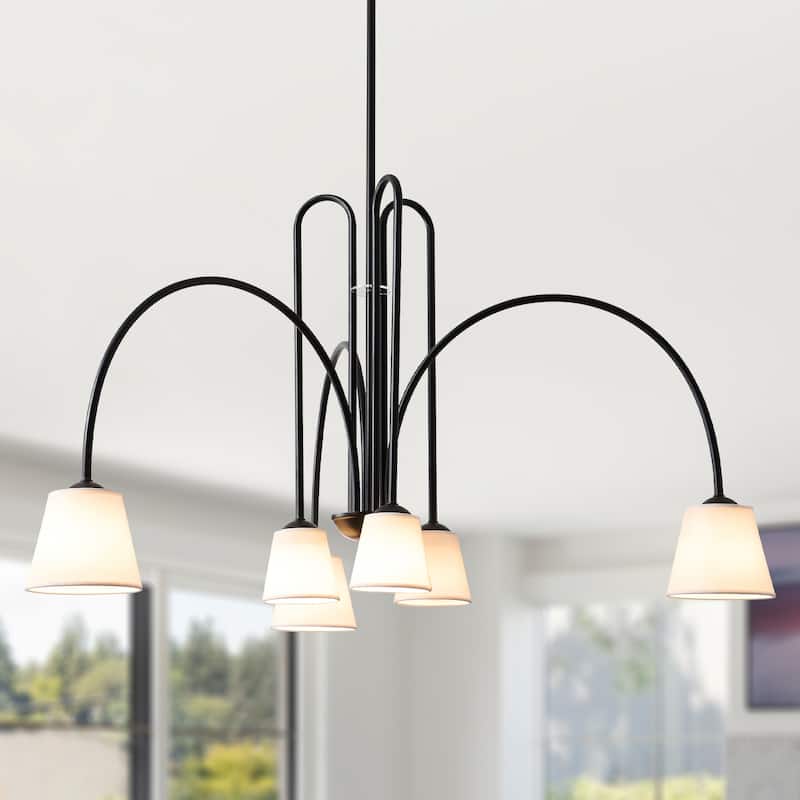 Bella Depot 40" 6-Light Black Metal Chandelier Adjustable Pendant Light for Dining Room Bedroom