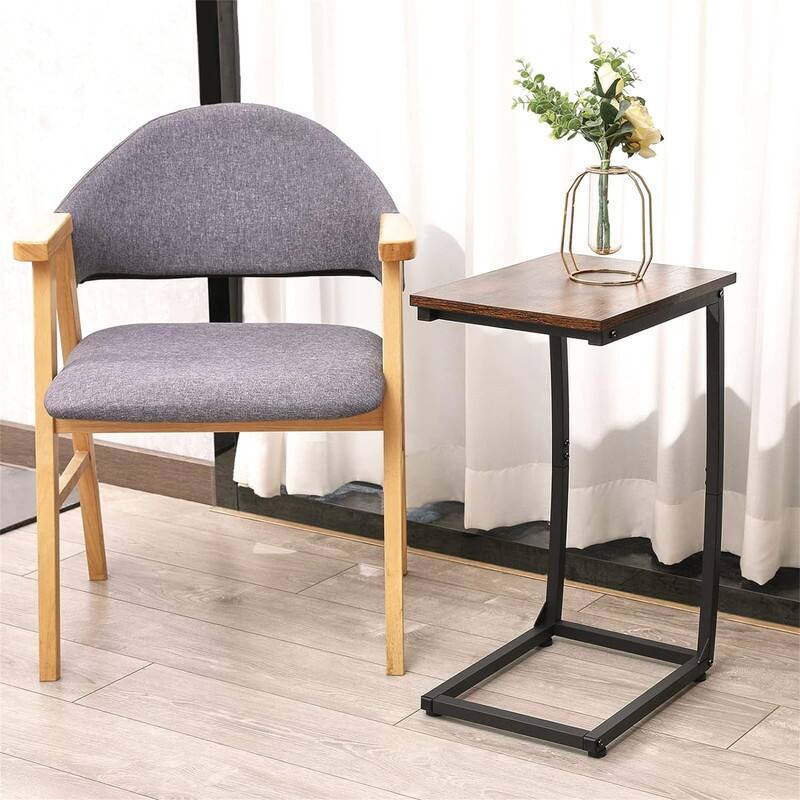 C Shaped End Table Side Table - 15.4"D x 11.4"W x 23.2"H
