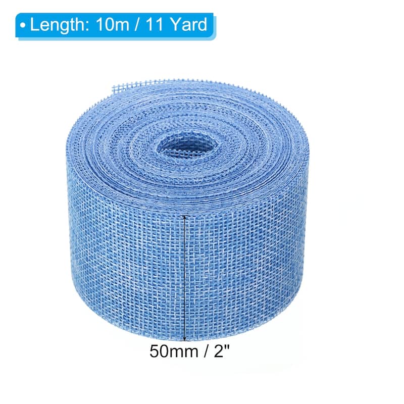 2pcs 2" Wide 11 Yards Burlap Fabric Ribbon Jute Crafts Roll Wrapping - Light Blue