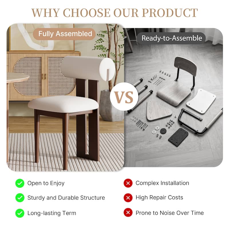 Modern Solid Wood Dining Chairs with 4 legs, Side Chairs (Set of 2)