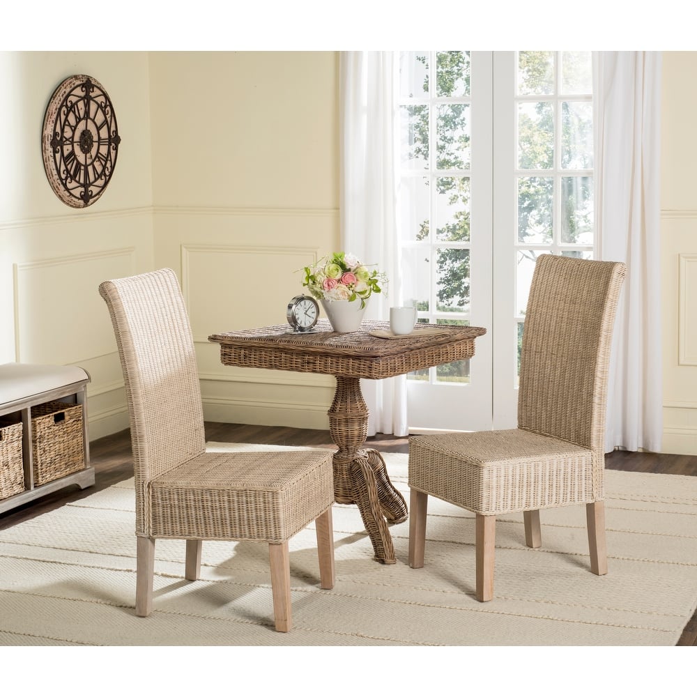SAFAVIEH Jorine Grey Wicker Dining Chair (Set of 2) - 18.1" x 13.2" x 40.1" - 18Wx13Dx40H