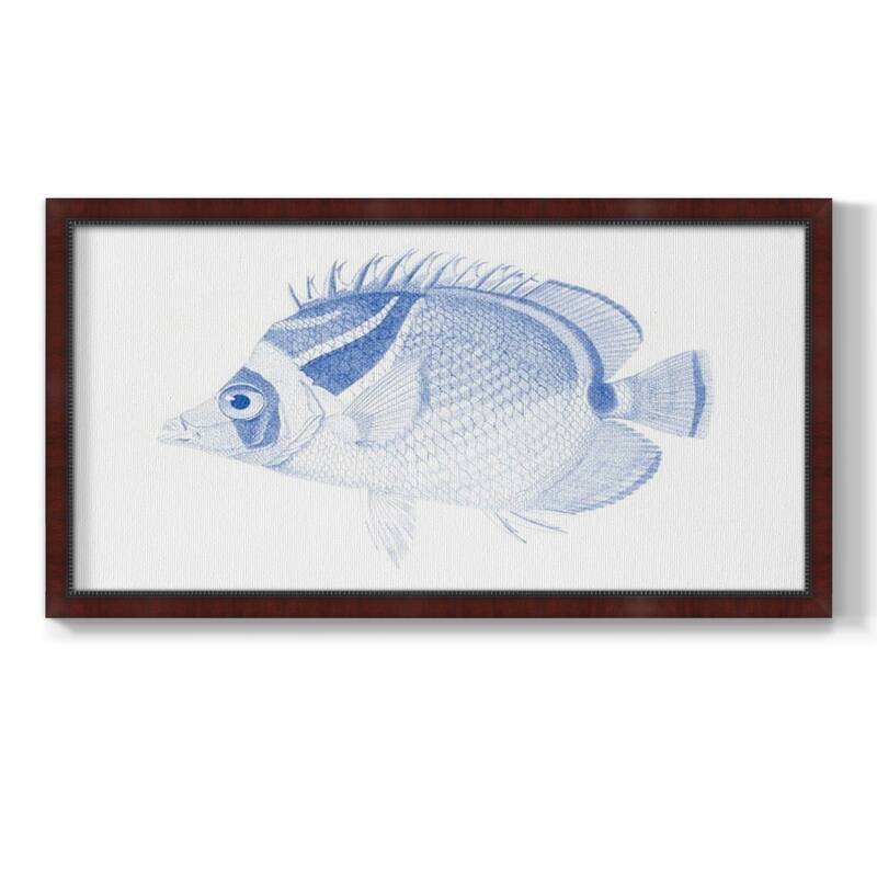 Blue & White Tropical Fish IV Premium Framed Canvas- Ready to Hang