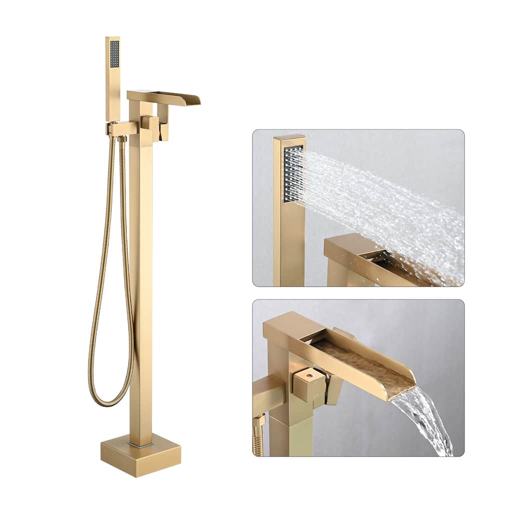 High Flow Waterfall Bath Shower Faucet,freestanding Bathtub Faucet With Hand Shower