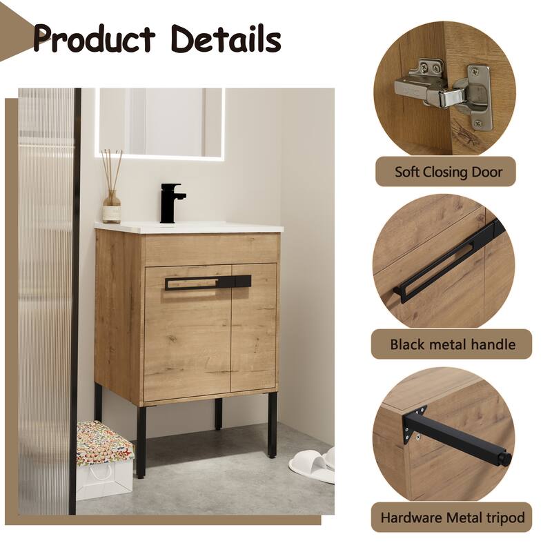 24 Inch Bathroom Vanity With Sink Freestanding or Floating is Optional Conversion - 24.00"W * 18.31"D * 35.60"H