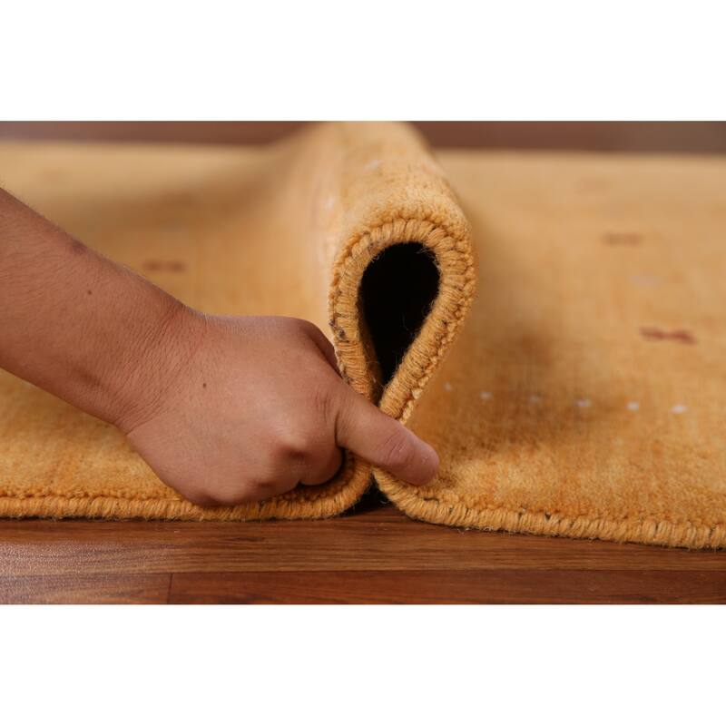 Hand Knotted Oriental 100% Wool Carpet Tribal Tribal Yellow & Gold Gabbeh Area Rug - 6' 4'' X 4' 7''