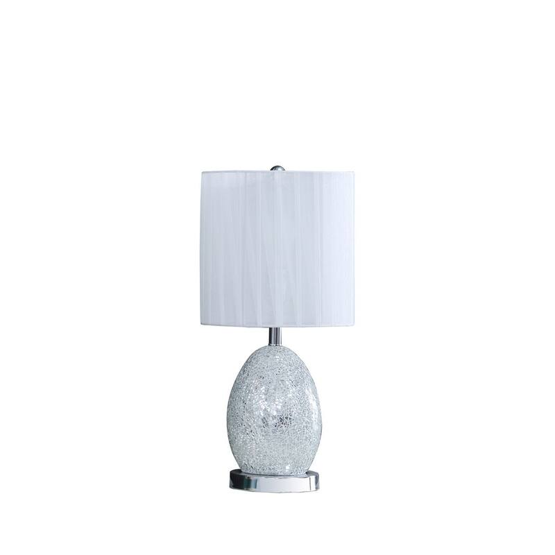 20"In Niels Silver Mirror Glass/Metal Table Lamp W/ Nightlight - White