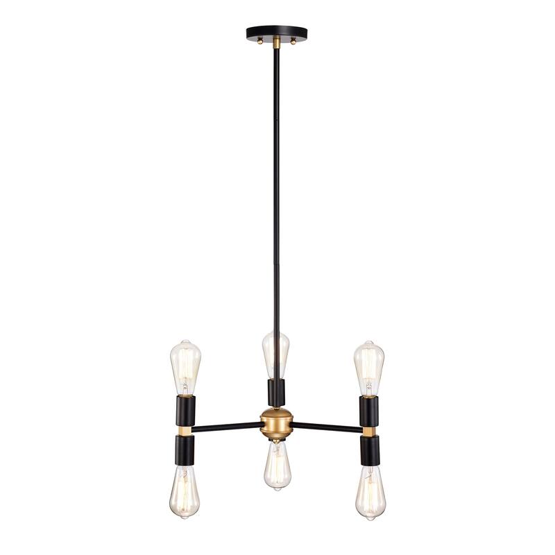 Chandelier Matte Black Gold 6-Light Metal