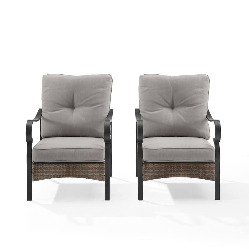 Crosley Dahlia 2Pc Outdoor Metal And Wicker Armchair Set