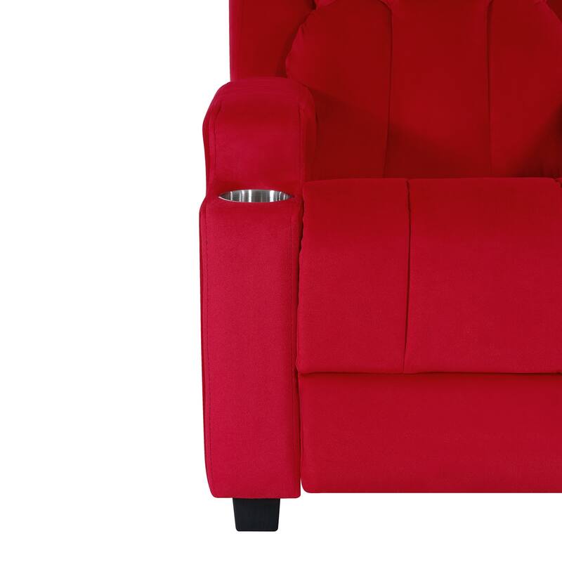 Deluxe Kids Recliner Chair with Footrest Headrest and 2 Cup Holders Microfiber Kids Recliner for Age 3+ Years