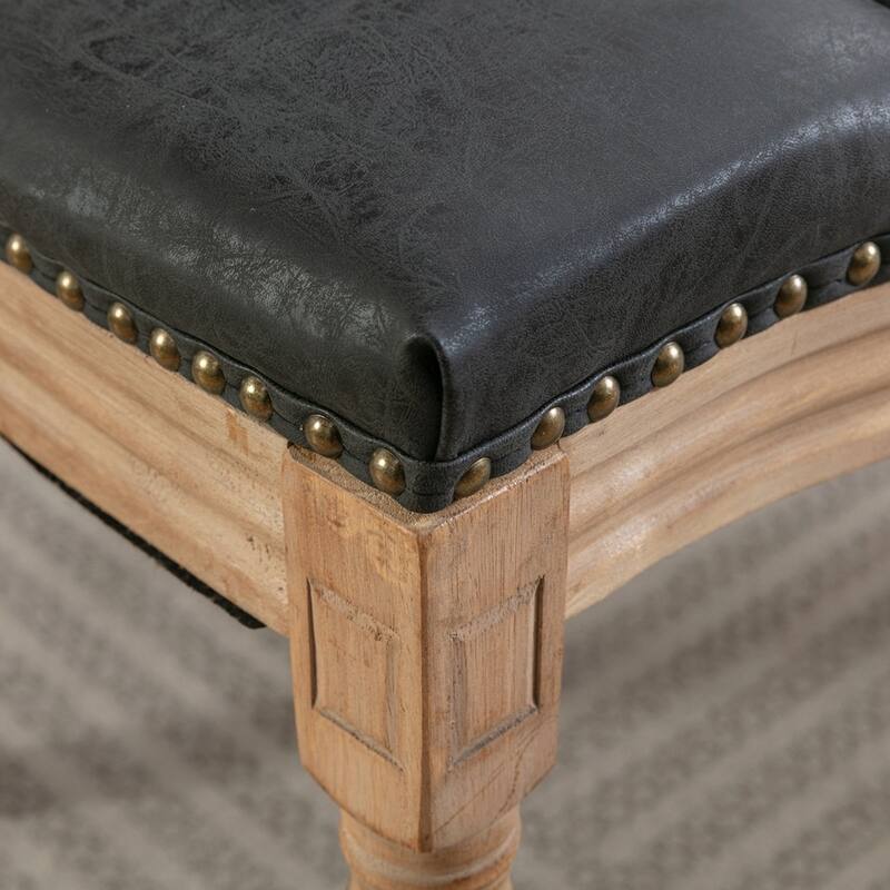 French Style Solid Wood Frame Antique Painting Linen Fabric Back Dining Chair