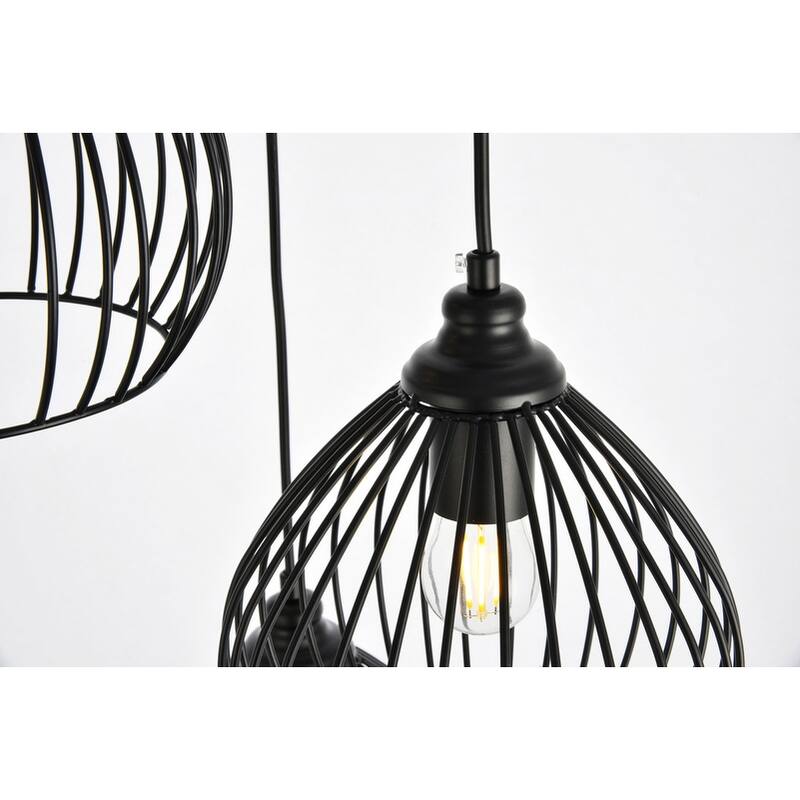 Sayer Collection Pendant D16.0'' H23.1 Lt:3 Black Finish