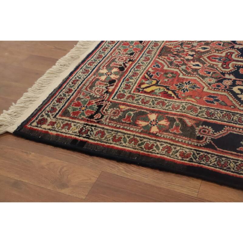 Hand Knotted Oriental 100% Wool Carpet Traditional Medallion Navy Blue & Blues Zanjan Area Rug - 5' 2'' X 3' 4''