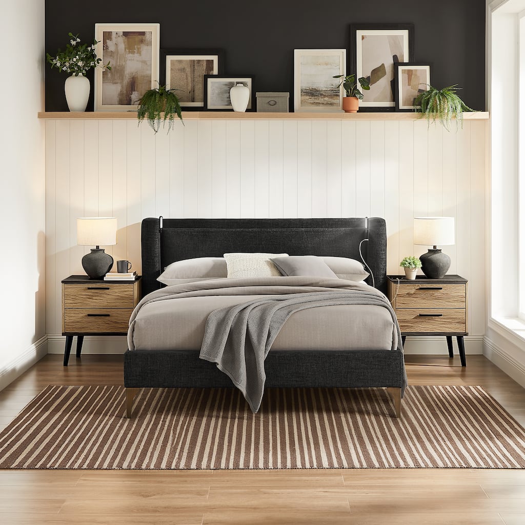 Stanford Upholstered Wingback Bed