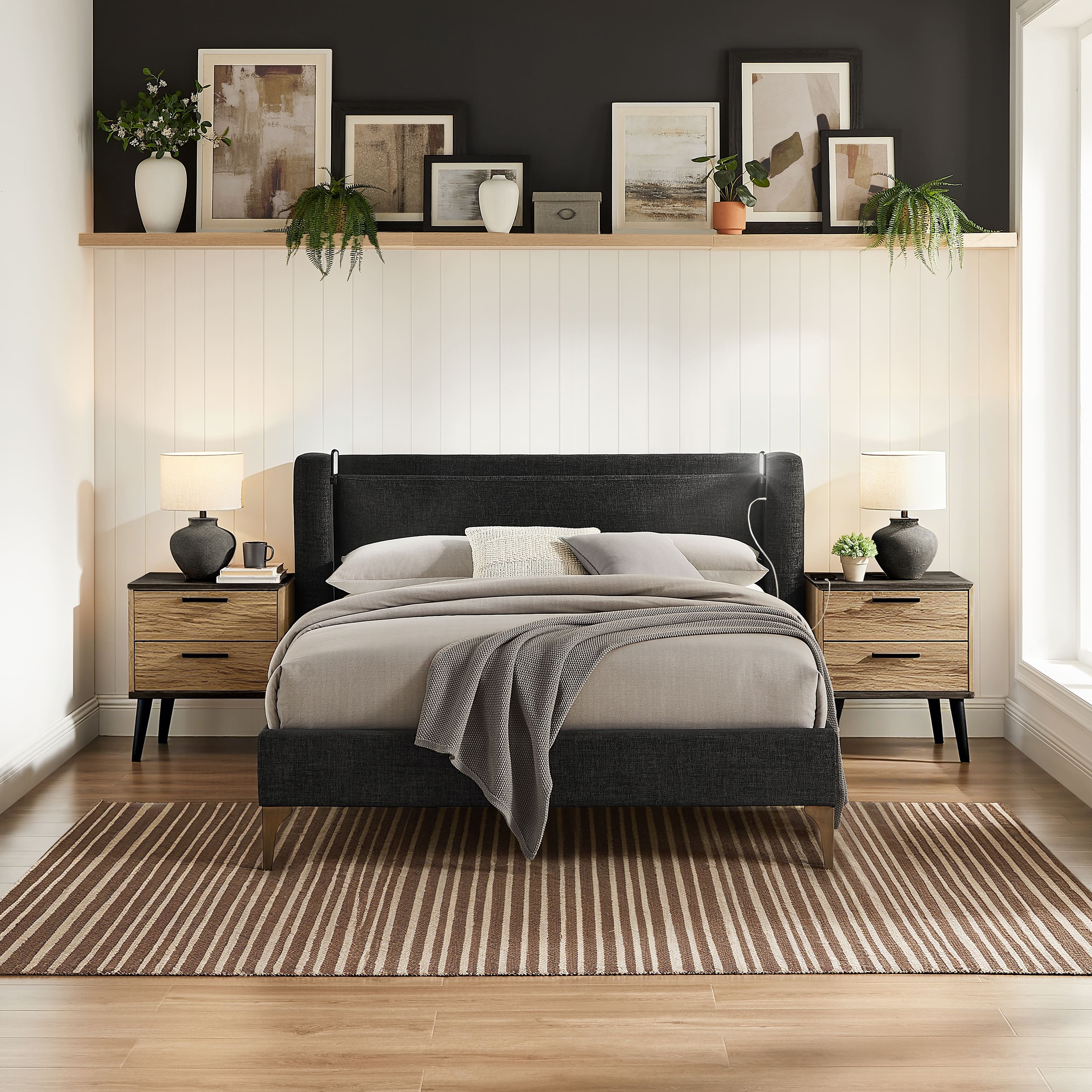 Stanford Upholstered Wingback Bed