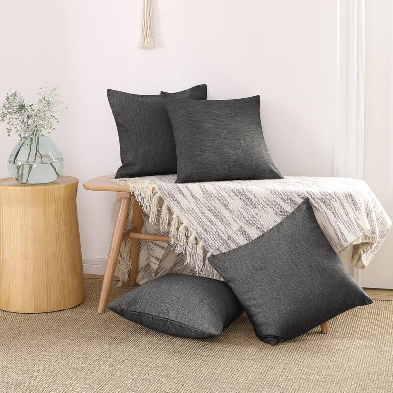 Deconovo 4-Pack Faux Linen Throw Pillow Covers with Hidden Zipper - 20x20 Inch - Charcoal