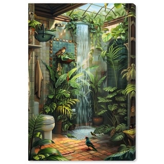 Waterfall Bathroom Canvas Jungle Bathroom Art by Art Remedy - Bed Bath ...