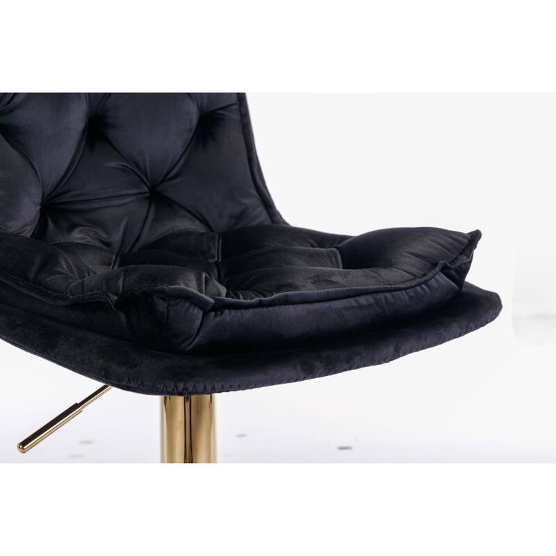 Velvet Swivel Bar Stools Set of 2, Dining Bar Stool with Height Adjustable, Upholstered Kitchen Stools with Footrest聽
