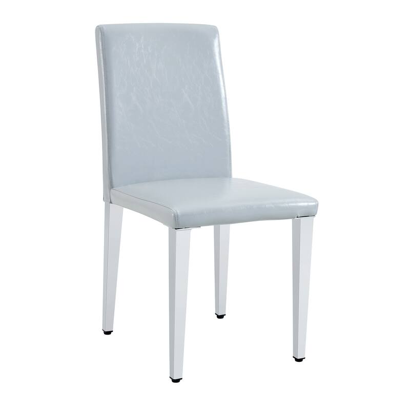 Simple 4 Piece PU Dining Chair with Cushions, Metal Legs, Non Slip Pads for Dining Room Kitchen Bedroom Living Room