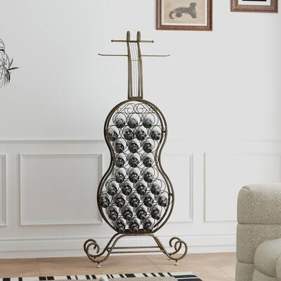 Cello Shape Wine Bakers Rack,Freestanding Wine Rack with Storage Bottle,Wine Storage Home Bar for Liquor and Wine