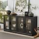 Large Sideboard Buffet Cabinet with 4 Glass Doors 2 Adjustable Shelves for Kitchen Living/Dinning Room Bedroom Entryway