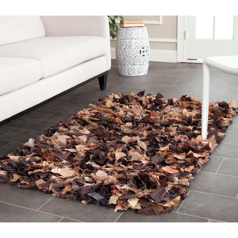 SAFAVIEH Handmade Rio Shag Chihoko 3.5-inch Extra Thick Decorative Rug - 3' x 5' - Brown/Multi