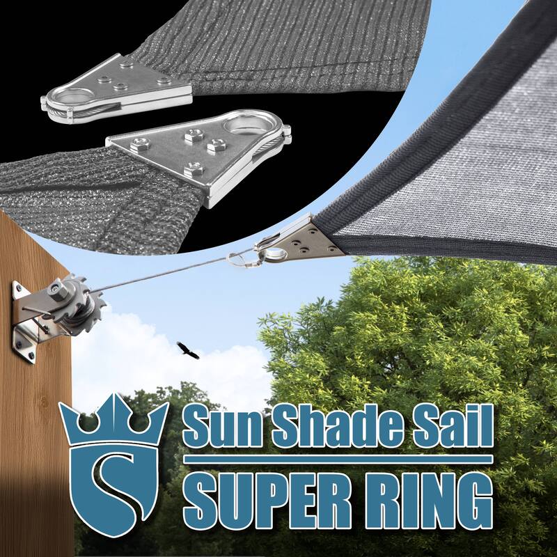 ColourTreeUSA Triangle Sun Shade Sail Reinforced Super Ring HDPE Mesh Fabric Screen Canopy UV Block 260 GSM