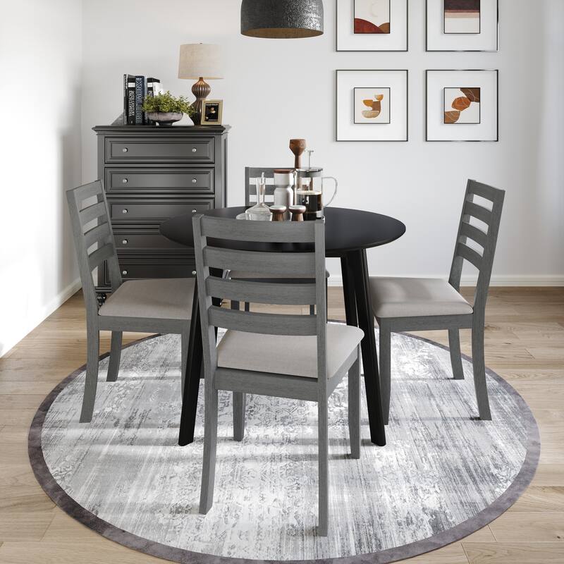 CraftPorch Timeless 4-Piece Chair and Round Table Wooden Dining Set