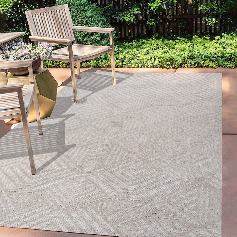 JONATHAN Y Aylan High-Low Pile Art Deco Geometric Indoor/Outdoor Area Rug