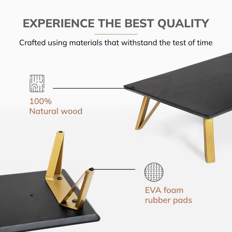 Jani Wood Monitor Stand Riser Desk - Ergonomic Design Stand, Desktop Organizer Table for Home, Office Workspace, Gaming Desk