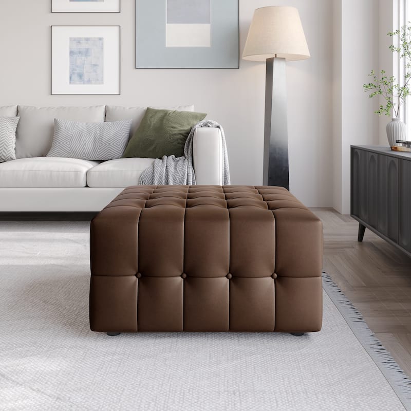 CraftPorch Elegance Button-Tufted PU Upholstered Ottoman