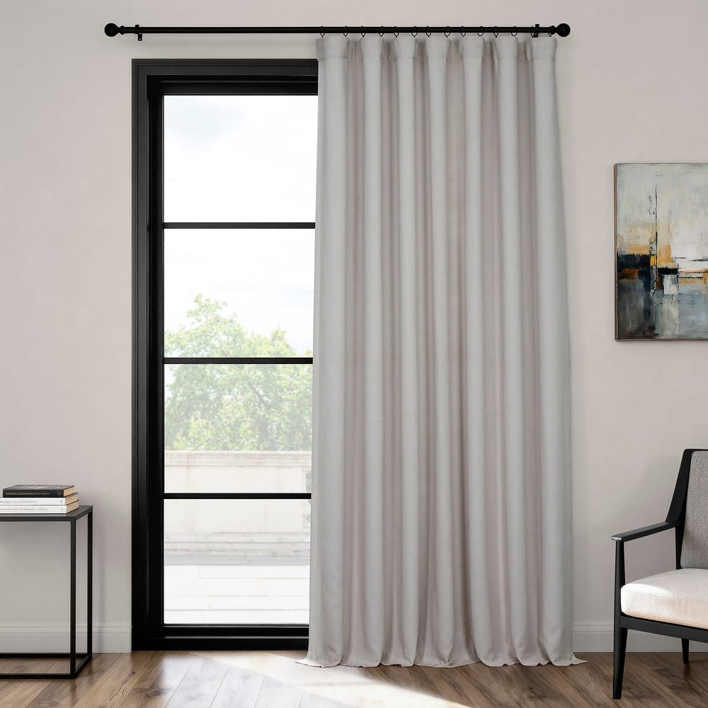 Exclusive Fabrics Textured Faux Linen Extra Wide Room Darkening Curtains for Bedroom & Living Room Curtains (1 Panel)