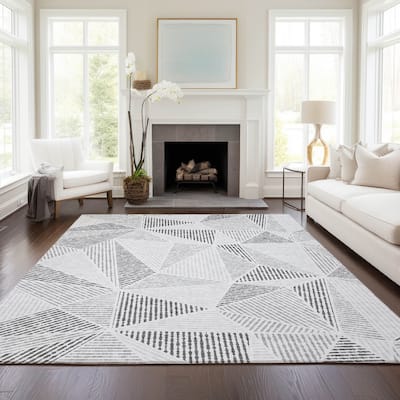 Machine Washable Indoor/ Outdoor Chantille Geometric Mosaic Rug