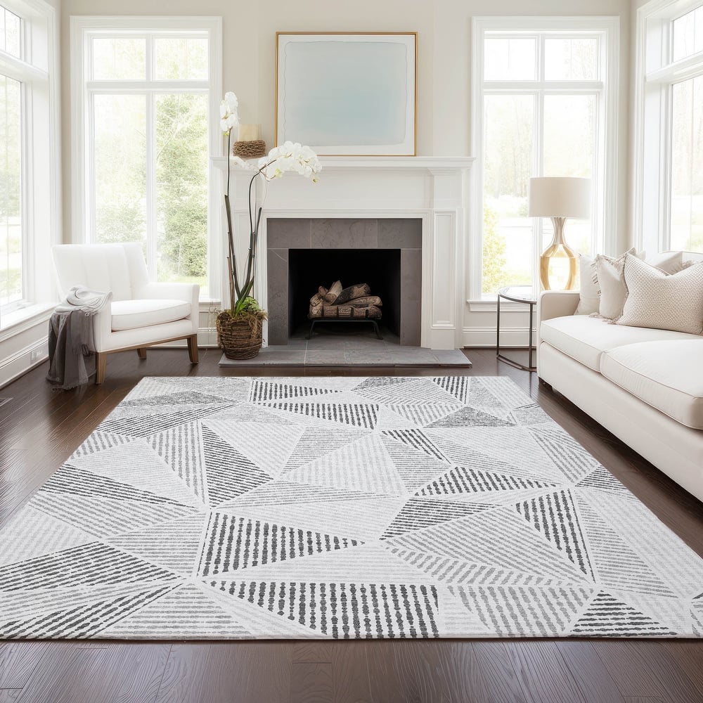 Machine Washable Indoor/ Outdoor Chantille Geometric Mosaic Rug