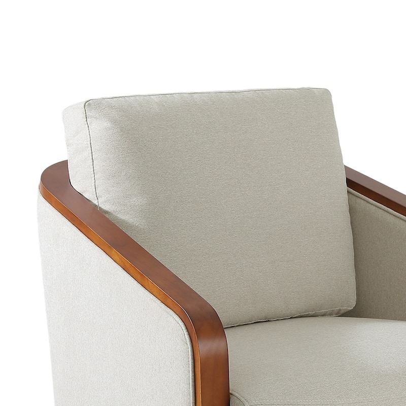 Chenille Modern 360°Swivel Barrel Chair Wood Base (Set of 2)