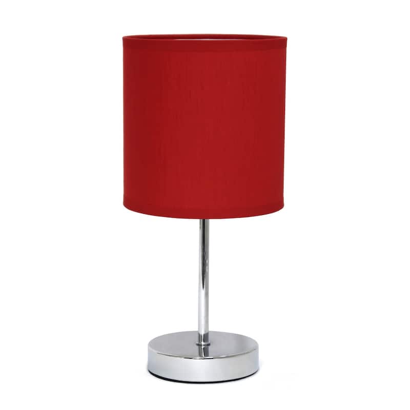 Traditional Petite Table Lamp with Drum Shade - 11.75" - Silver and Red