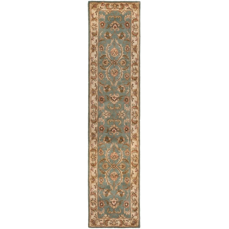 SAFAVIEH, Handmade Heritage Byzantium Traditional Oriental Wool Rug - 2'3" x 14' Runner - Blue/Beige