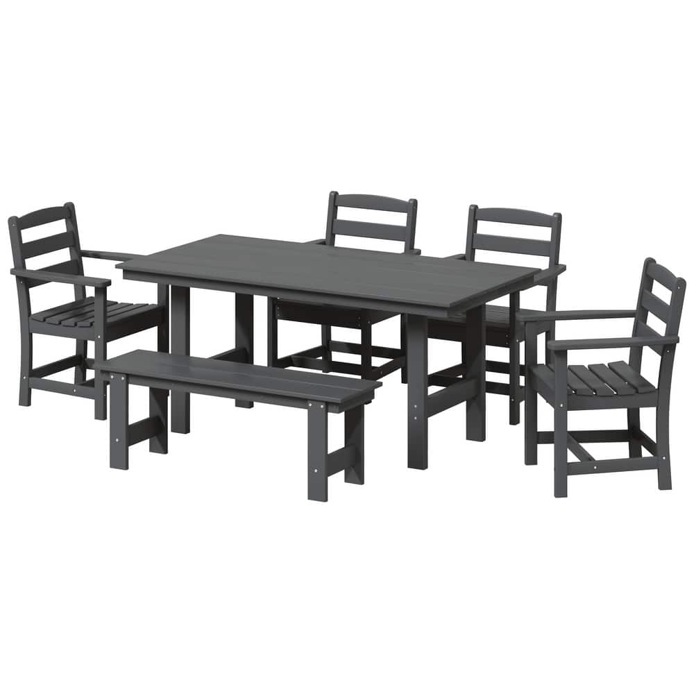 Shoreside 6-Piece Arm Chair Dining Set With Bench
