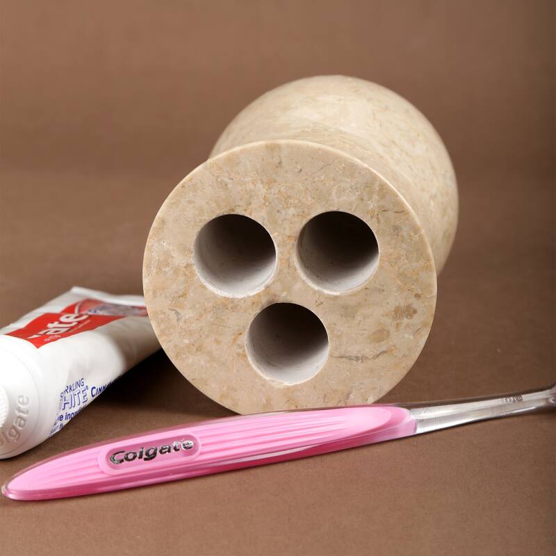 Creative Home Vase Collection Champagne Marble Toothbrush Holder, Tooth Brush Holder - Beige