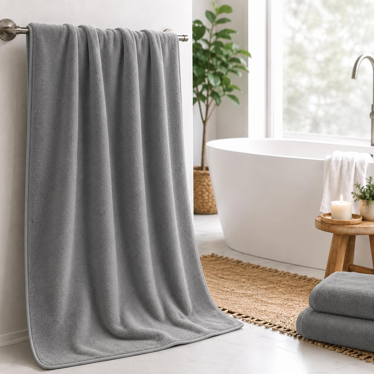 Oversized Microfiber Bath Sheet Towel, 40" x 80", Highly Absorbent Quick-Dry Bathroom Towel with Hanging Loop