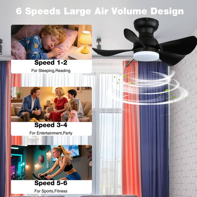 30 in. Modern Indoor Ceiling Fan with Dimmable Light and Remote Control
