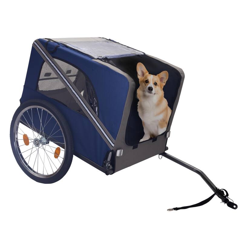 Durable Dog Bike Trailer with 20-Inch Wheels, Zippered Mesh Doors, and 88lb Capacity
