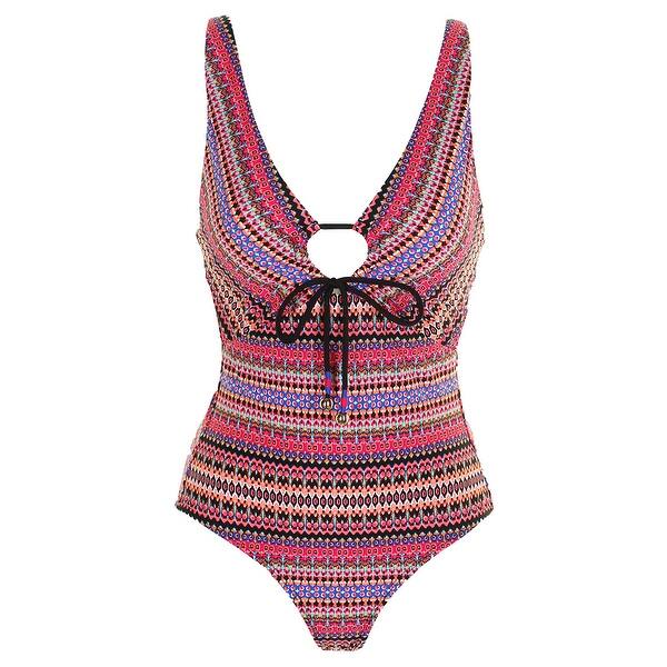 Shop Anne Cole Pink Multi Stevie Striped Cutout One Piece Swimsuit