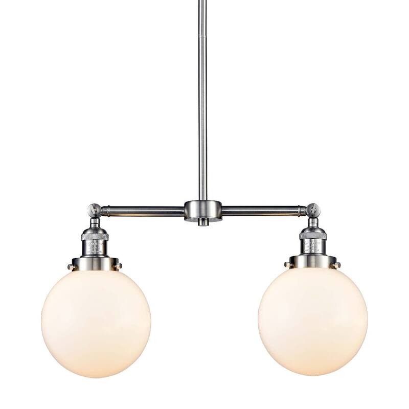 Innovations Lighting Beacon 2 Light 25" Wide Linear Chandelier - Brushed Satin Nickel / Gloss White