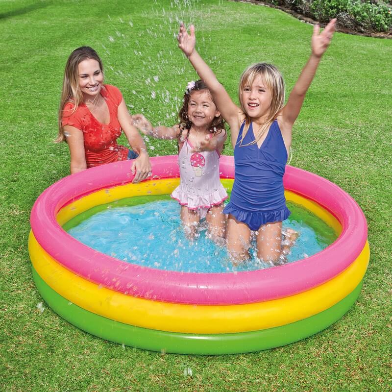 Intex Inflatable Sunset Glow Kiddie Pool with Multi-Colored Fun Ballz, 100 Pack - 3.6
