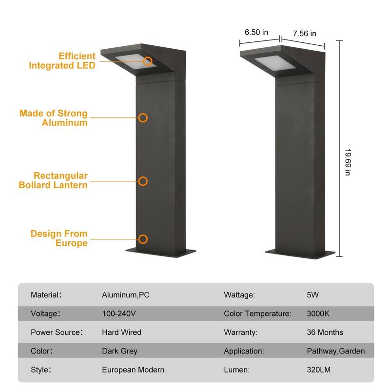 Outdoor Landscape Path Lights LED Driveway Light with Waterproof Bollard Lights for Garden Lawn Courtyard