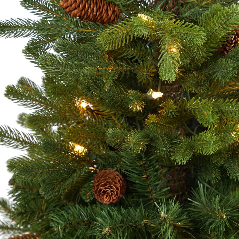 3.5Ft Artificial Christmas Tree with Lights & Pine Cones - Holiday Decor - Green - 36