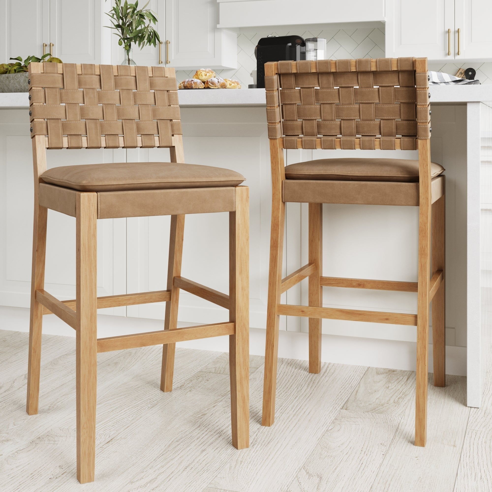 Leather woven hotsell counter stool